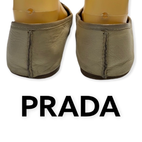 Authentic Prada luxury designer signature leather vintage flats sz 7.5 - Picture 4 of 8